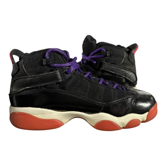 Nike Jordan Jumpman Two Trey GS Black Red Youth 4Y Basketball Shoes (Lace Swap) - Picture 7 of 8